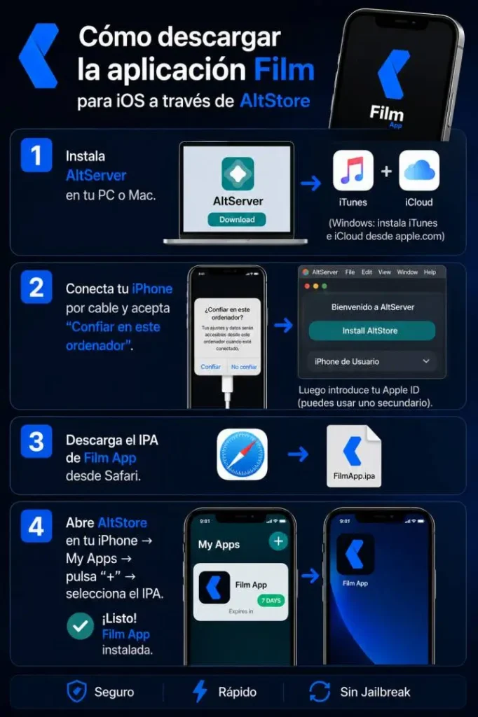 Cómo descargar la aplicación Film para iOS a través de Altstore Cómo descargar la aplicación Film para iOS a través de Altstore